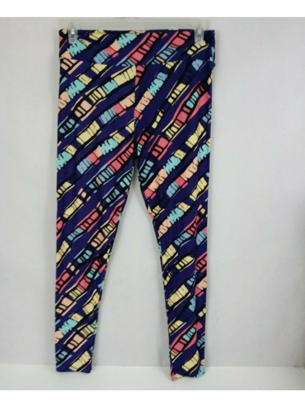 New LuLaRoe Tall & Curvy Leggings Purple With Colorful Film Strip Design